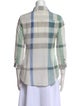 Burberry Brit Plaid Print Three-Quarter Sleeve Button-Up Top