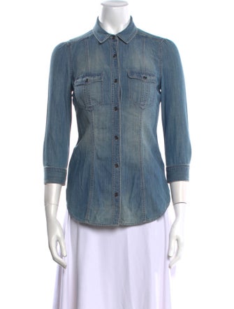 Burberry Brit Three-Quarter Sleeve Button-Up Top