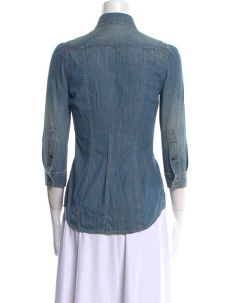 Burberry Brit Three-Quarter Sleeve Button-Up Top