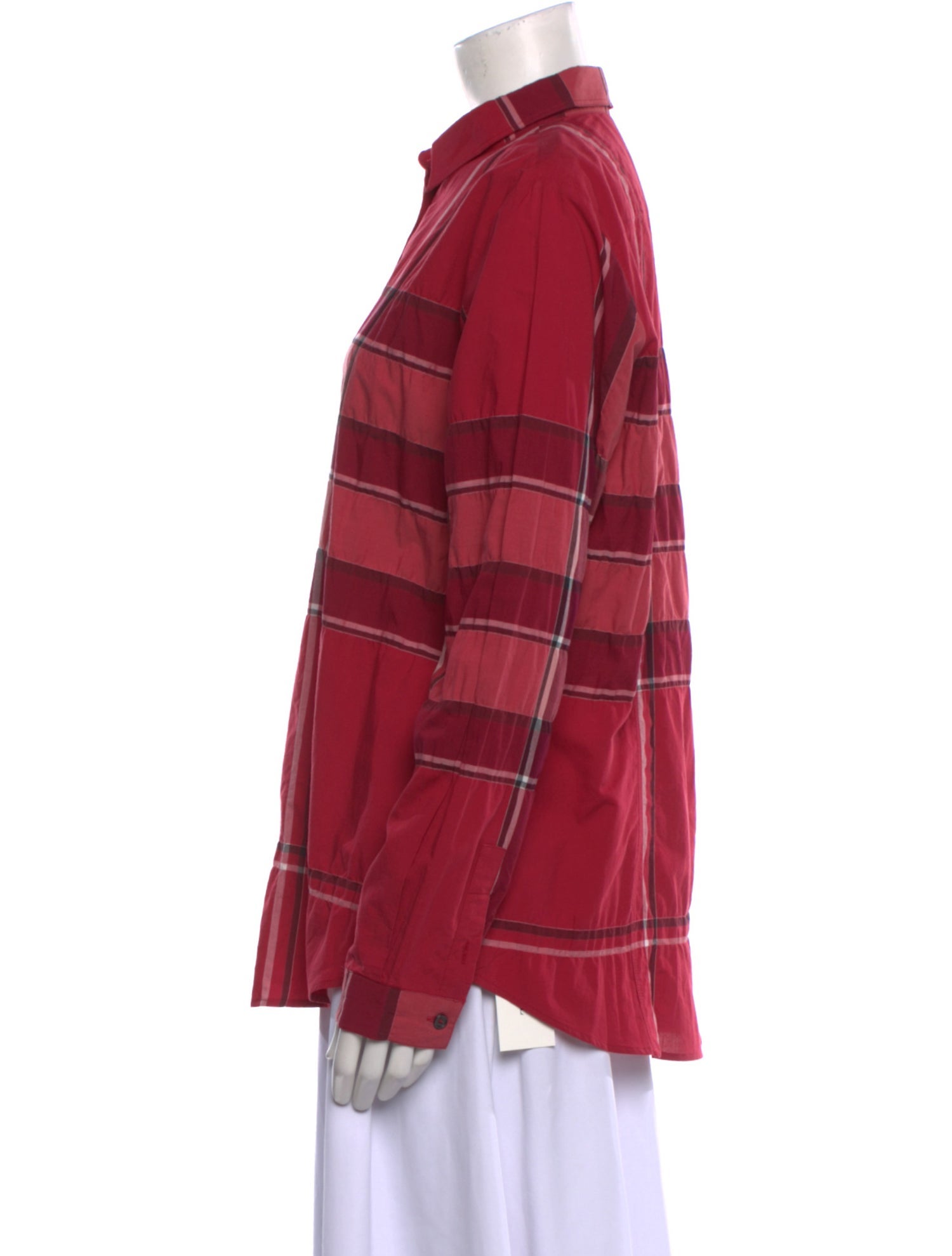 Burberry Brit Plaid Print Long Sleeve Button-Up Top