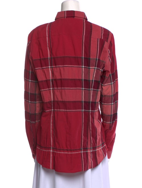 Burberry Brit Plaid Print Long Sleeve Button-Up Top