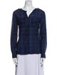 Burberry Brit Plaid Print V-Neck Blouse