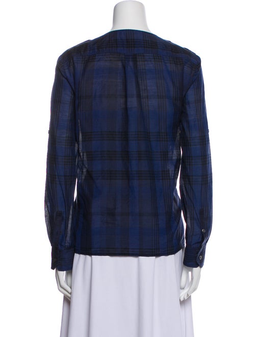Burberry Brit Plaid Print V-Neck Blouse