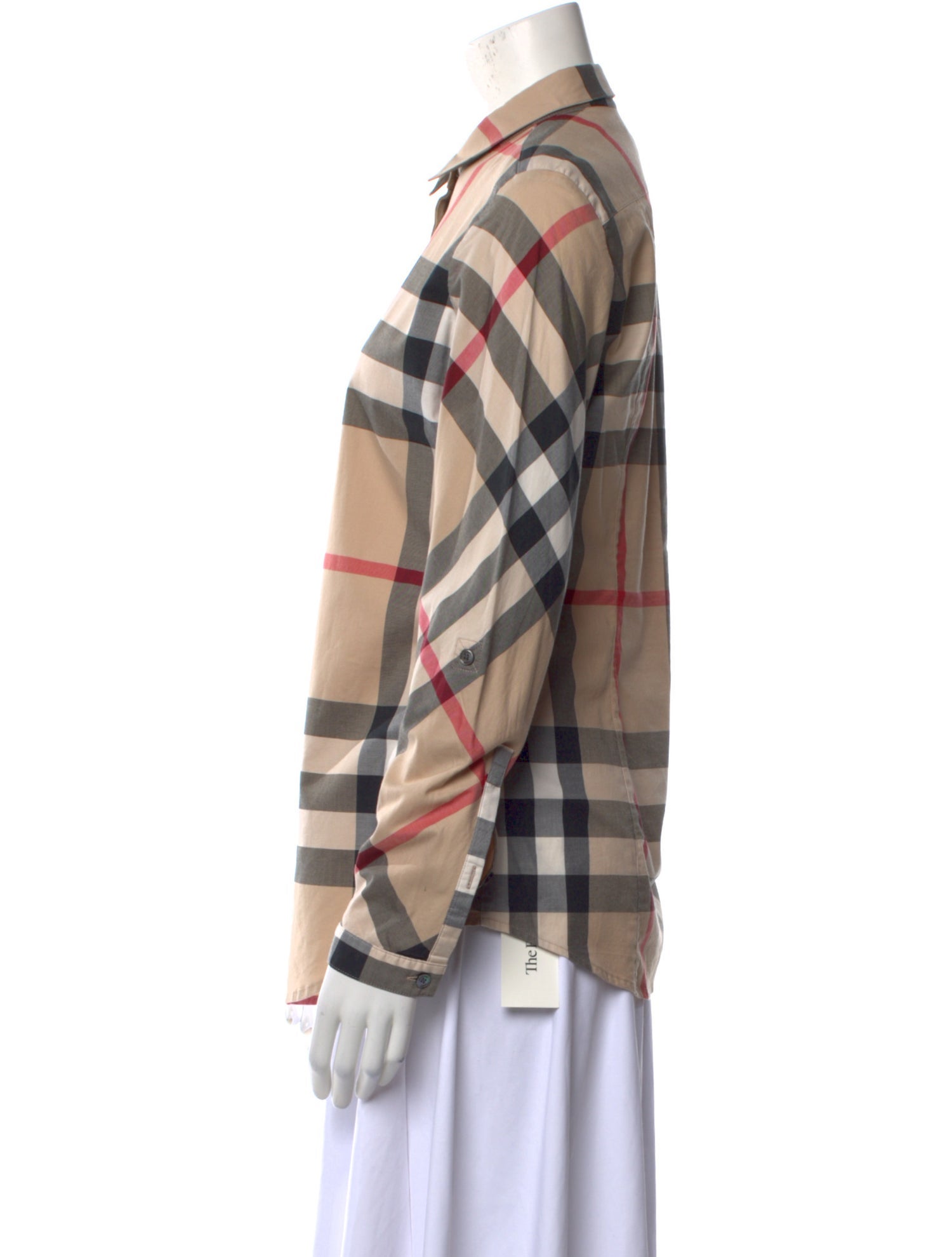 Burberry Brit Plaid Print Long Sleeve Button-Up Top