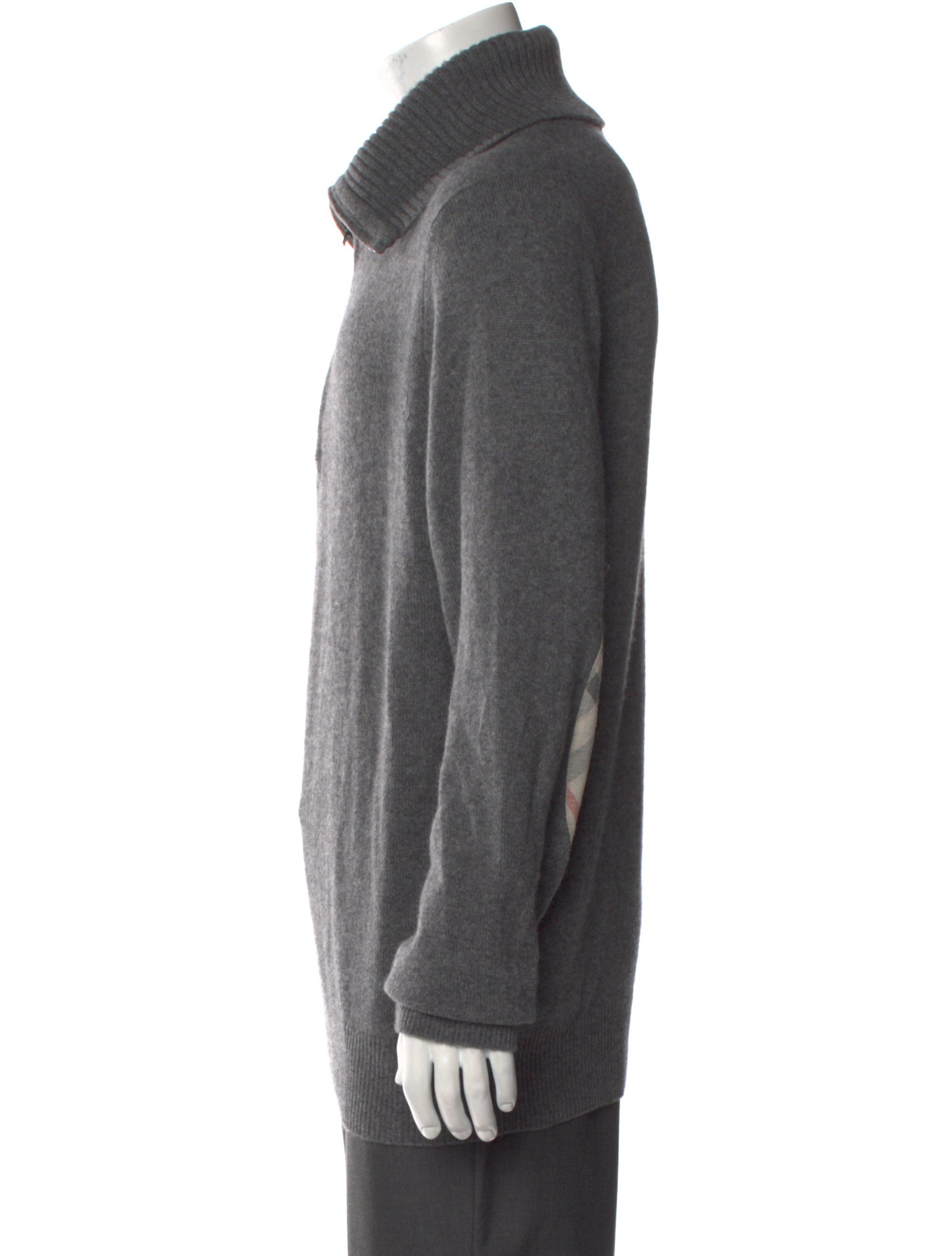 Burberry Brit Exploded Check Pattern Cashmere Polo Sweater