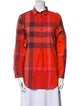 Burberry Brit Plaid Print Long Sleeve Button-Up Top