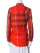 Burberry Brit Plaid Print Long Sleeve Button-Up Top