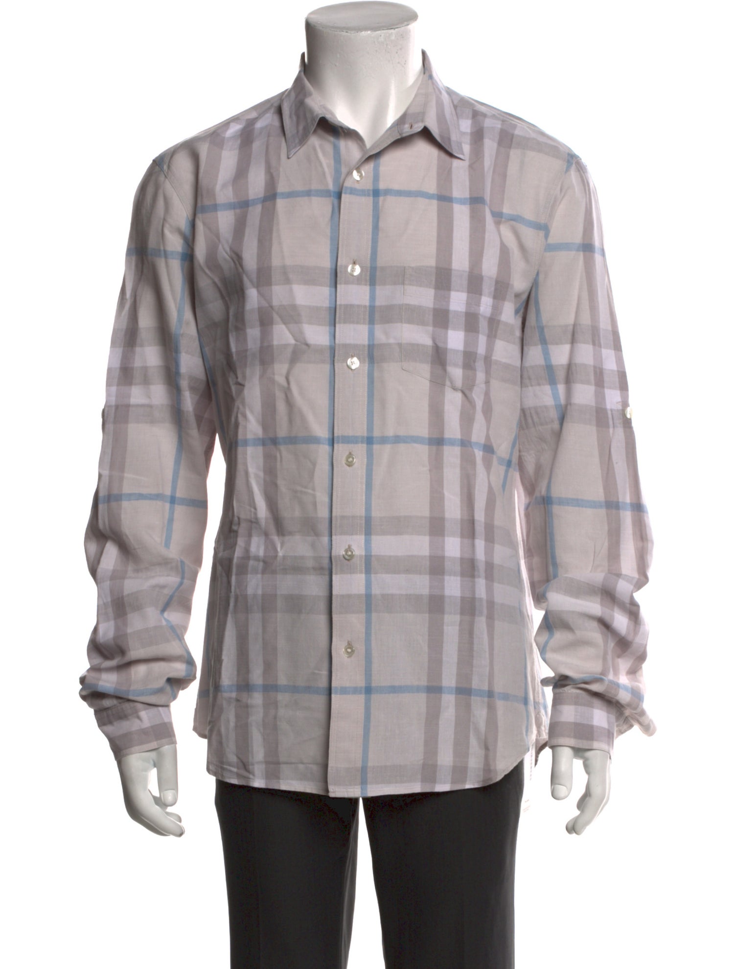 Burberry Brit Plaid Print Long Sleeve Dress Shirt
