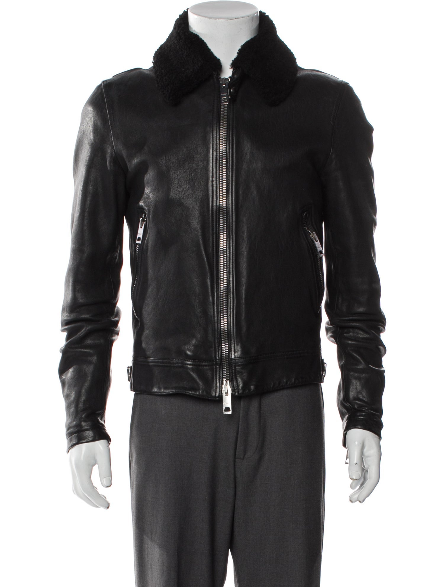 Burberry Brit Nova Check Pattern Lamb Leather Moto Jacket