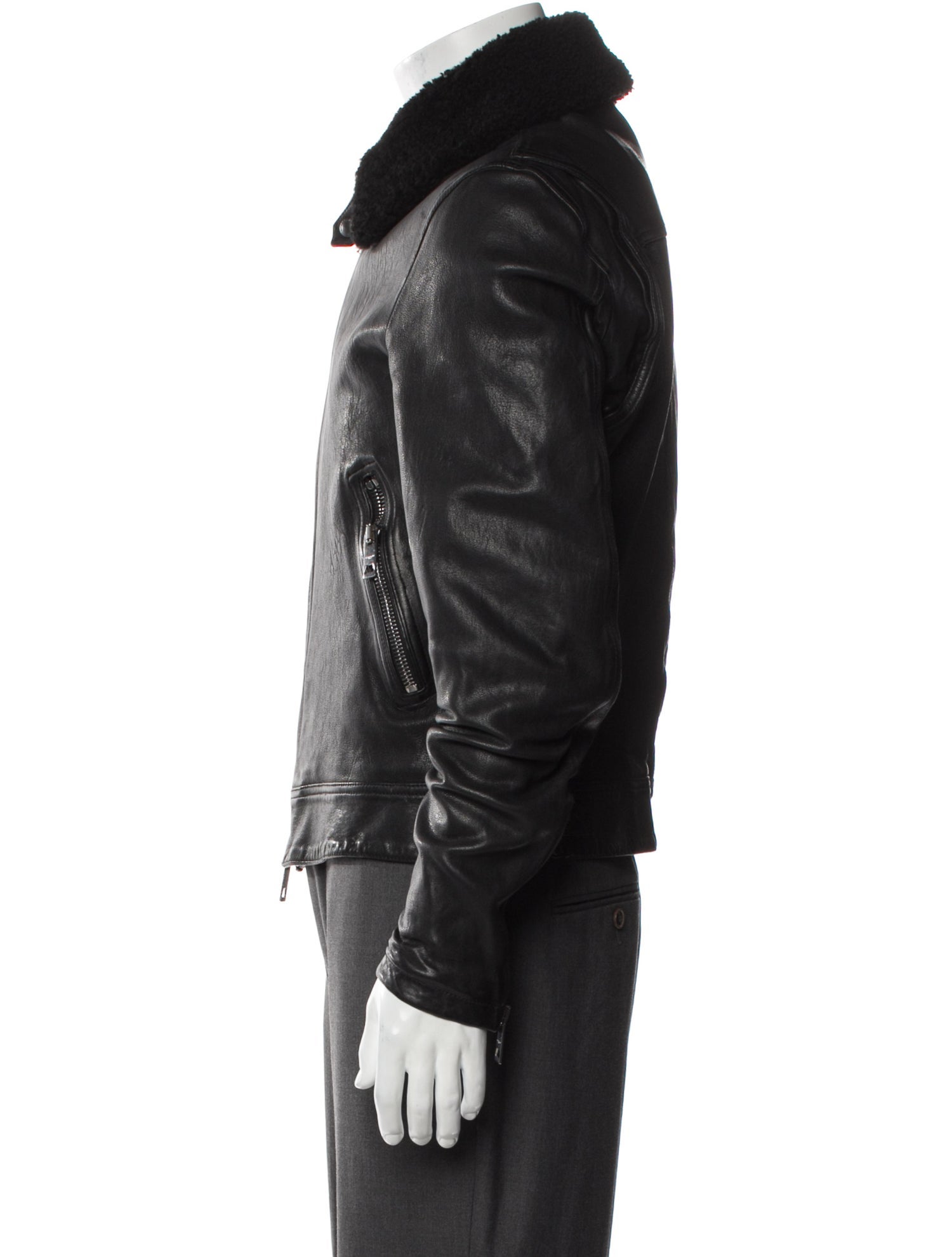 Burberry Brit Nova Check Pattern Lamb Leather Moto Jacket