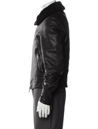 Burberry Brit Nova Check Pattern Lamb Leather Moto Jacket