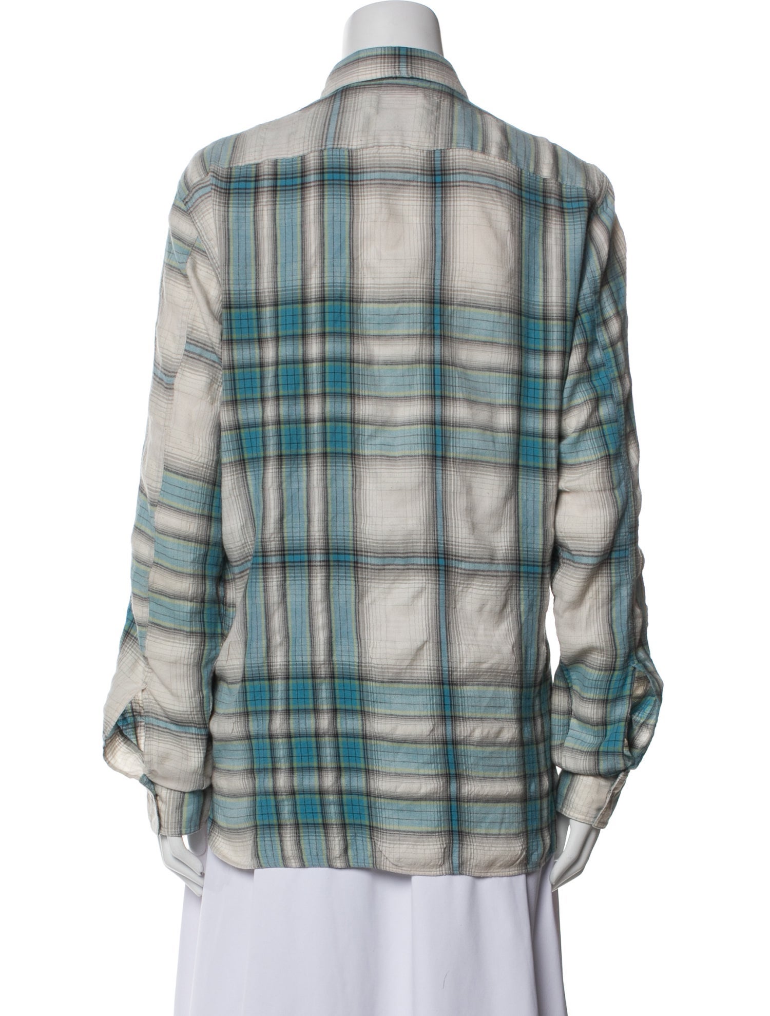 Burberry Brit Plaid Print Long Sleeve Button-Up Top