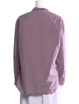 Burberry Brit Plaid Print Long Sleeve Button-Up Top