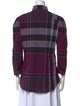 Burberry Brit Plaid Print Mock Neck Button-Up Top