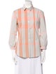 Burberry Brit Plaid Print Three-Quarter Sleeve Button-Up Top