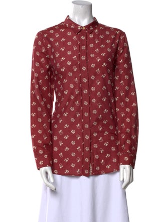 Burberry Brit Printed Long Sleeve Button-Up Top