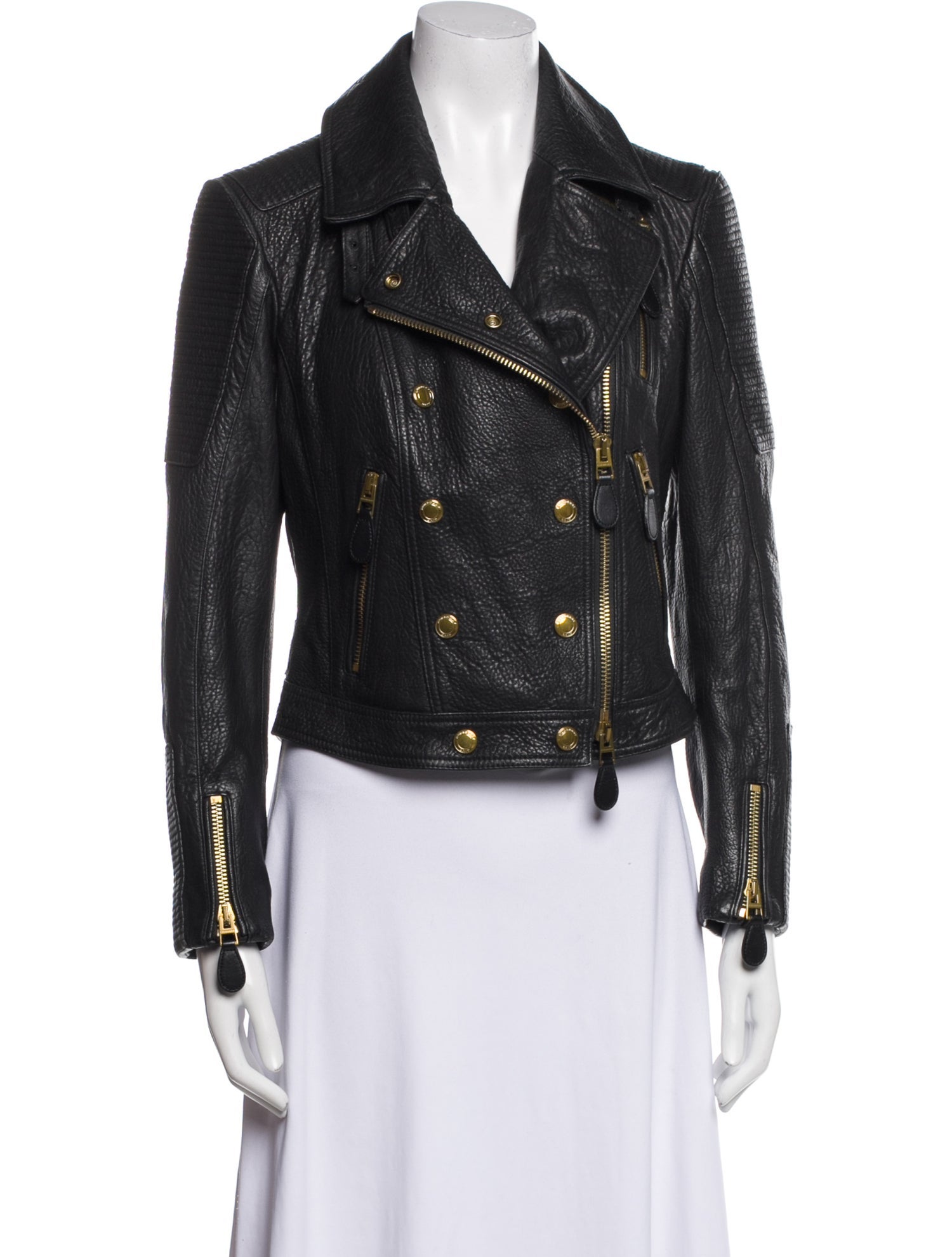 Burberry Brit Check Leather Biker Jacket