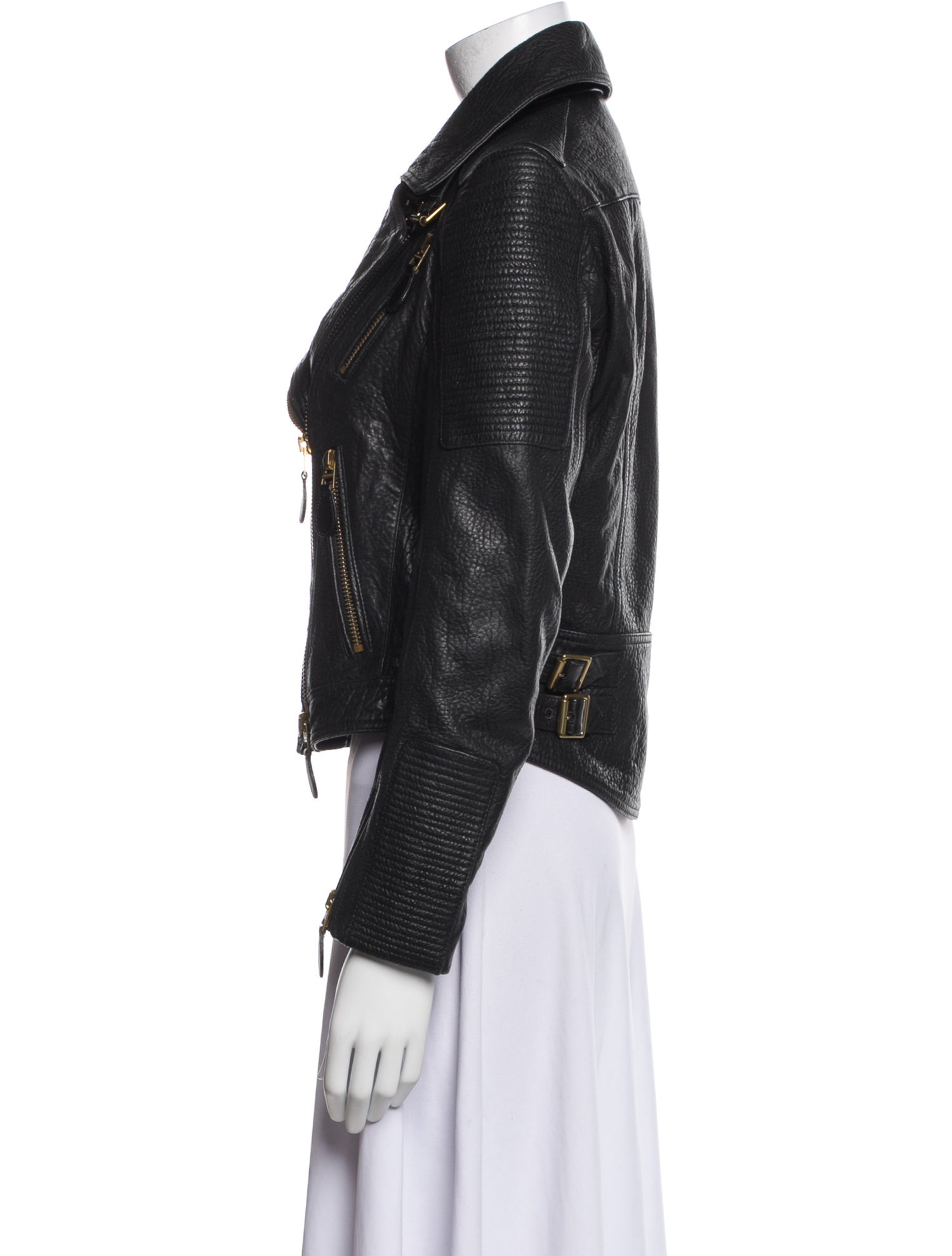 Burberry Brit Check Leather Biker Jacket