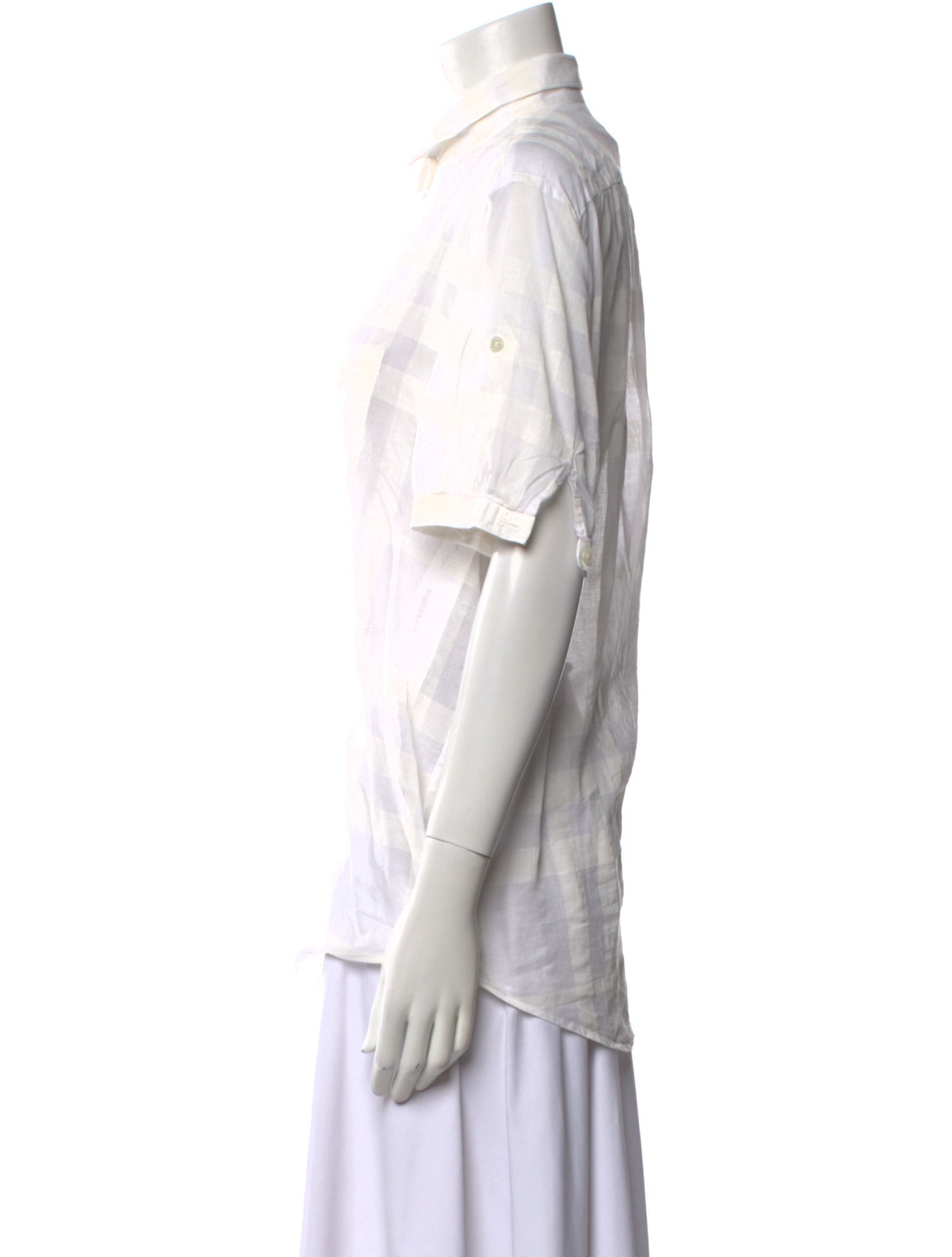 Burberry Brit Plaid Print Short Sleeve Button-Up Top