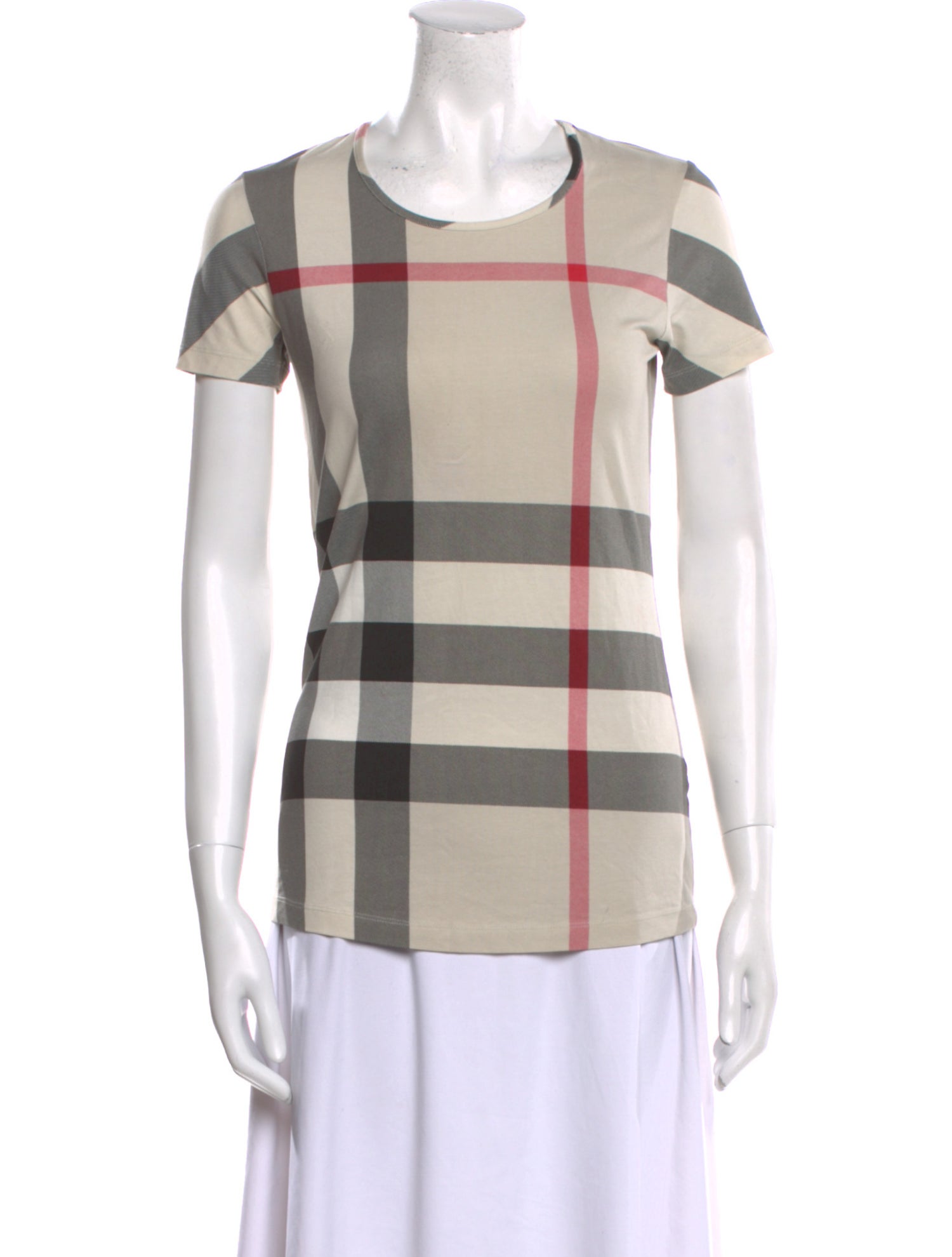 Burberry Brit Plaid Print Crew Neck T-Shirt