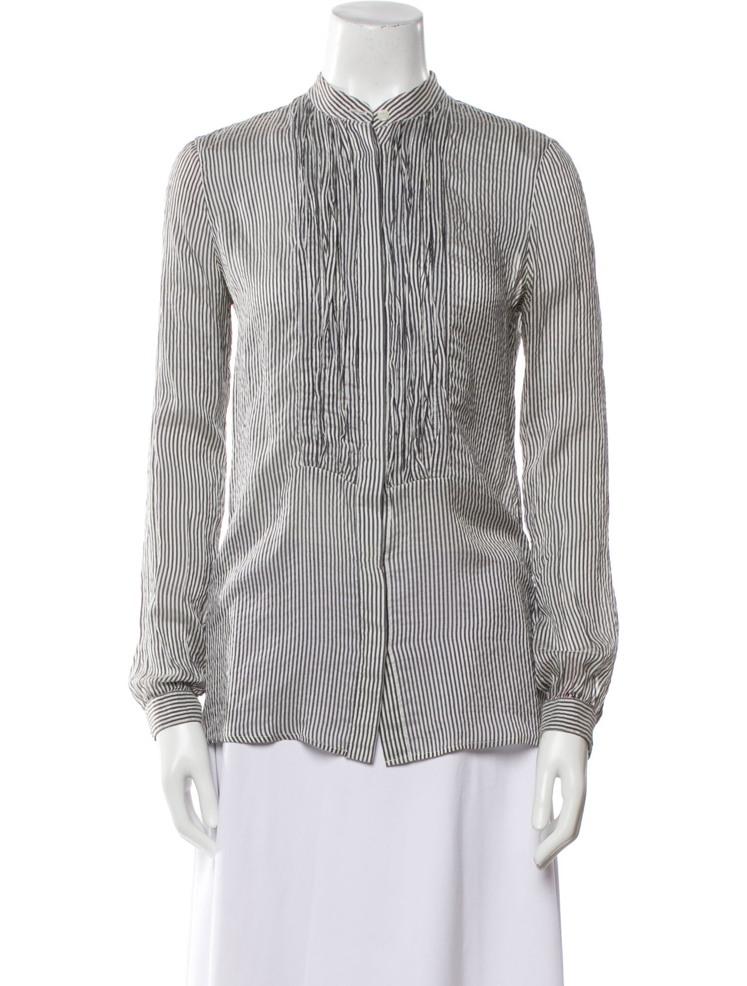 Burberry Brit Silk Striped Button-Up Top