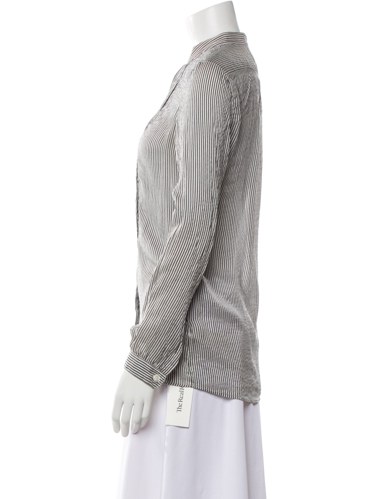 Burberry Brit Silk Striped Button-Up Top