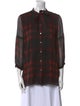Burberry Brit Silk Plaid Print Button-Up Top