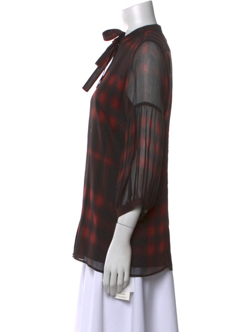 Burberry Brit Silk Plaid Print Button-Up Top