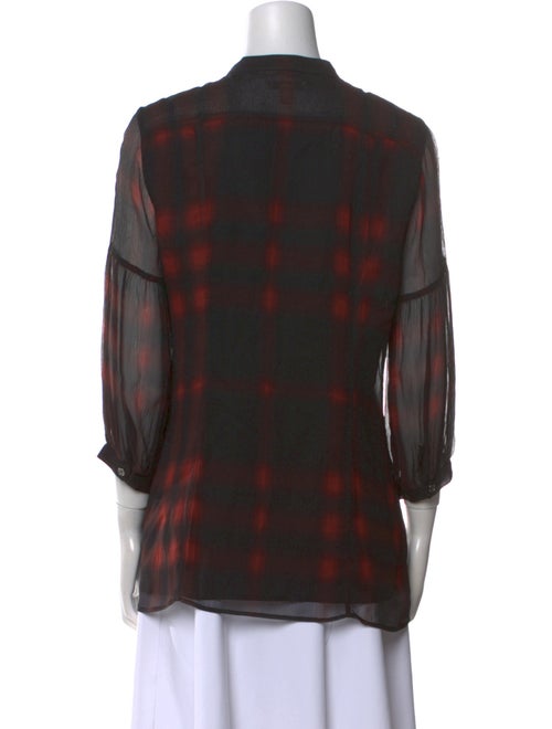 Burberry Brit Silk Plaid Print Button-Up Top