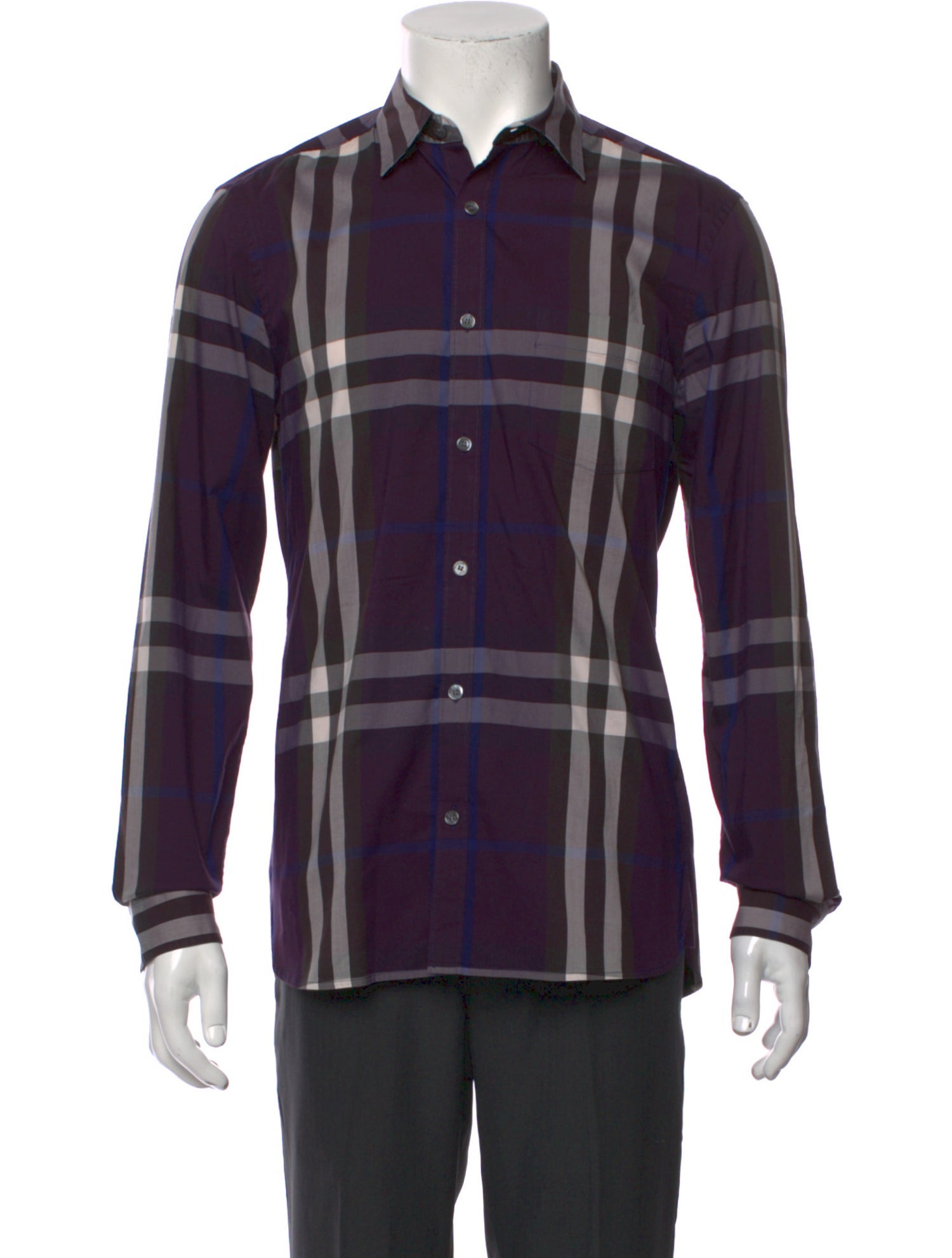 Burberry Brit Abstract Check Long Sleeve Tuxedo Shirt
