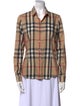 Burberry Brit Plaid Print Long Sleeve Button-Up Top