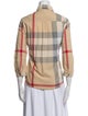 Burberry Brit Plaid Print Three-Quarter Sleeve Button-Up Top