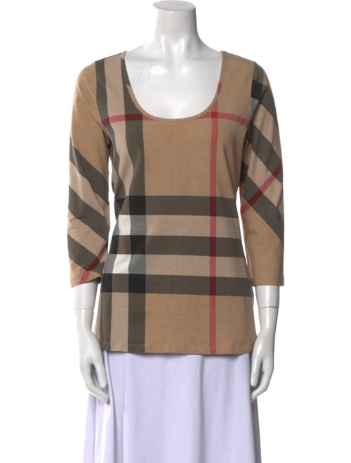 Burberry Brit Plaid Print Scoop Neck Top