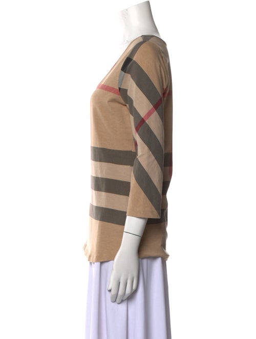 Burberry Brit Plaid Print Scoop Neck Top