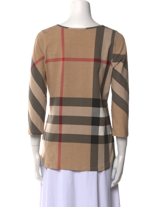 Burberry Brit Plaid Print Scoop Neck Top