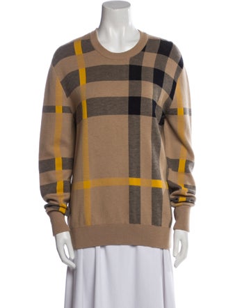 Burberry Brit Plaid Print Crew Neck Sweater