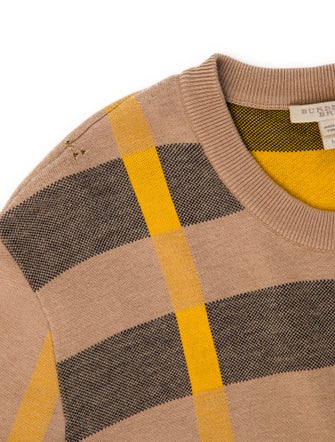 Burberry Brit Plaid Print Crew Neck Sweater