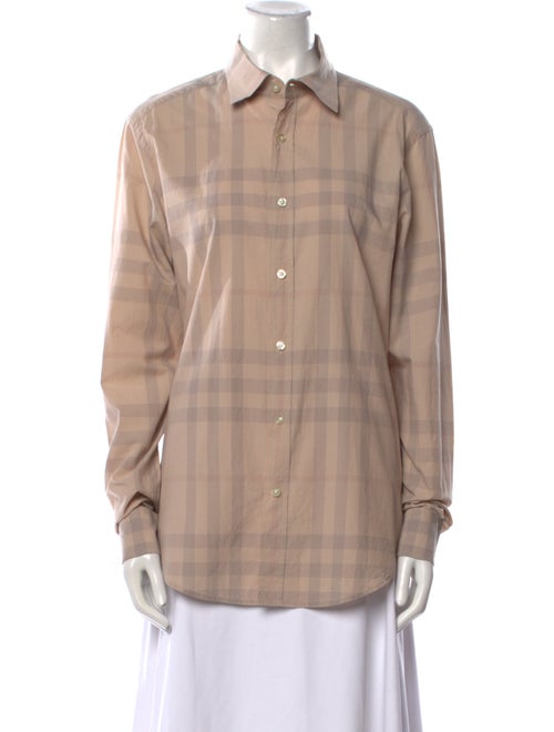 Burberry Brit Plaid Print Long Sleeve Button-Up Top