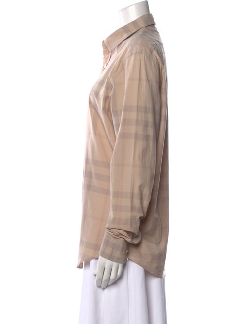 Burberry Brit Plaid Print Long Sleeve Button-Up Top