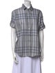 Burberry Brit Plaid Print Short Sleeve Button-Up Top