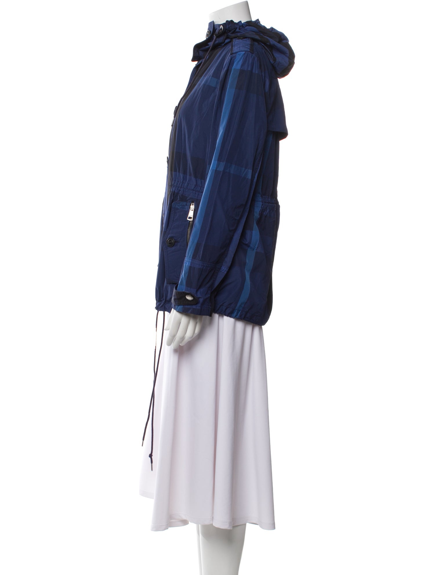 Burberry Brit Nylon Plaid Print Jacket