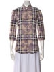 Burberry Brit Plaid Print Three-Quarter Sleeve Button-Up Top