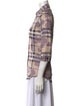 Burberry Brit Plaid Print Three-Quarter Sleeve Button-Up Top