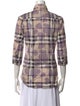 Burberry Brit Plaid Print Three-Quarter Sleeve Button-Up Top