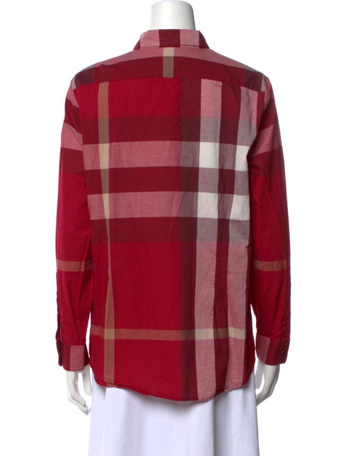 Burberry Brit Plaid Print Long Sleeve Button-Up Top