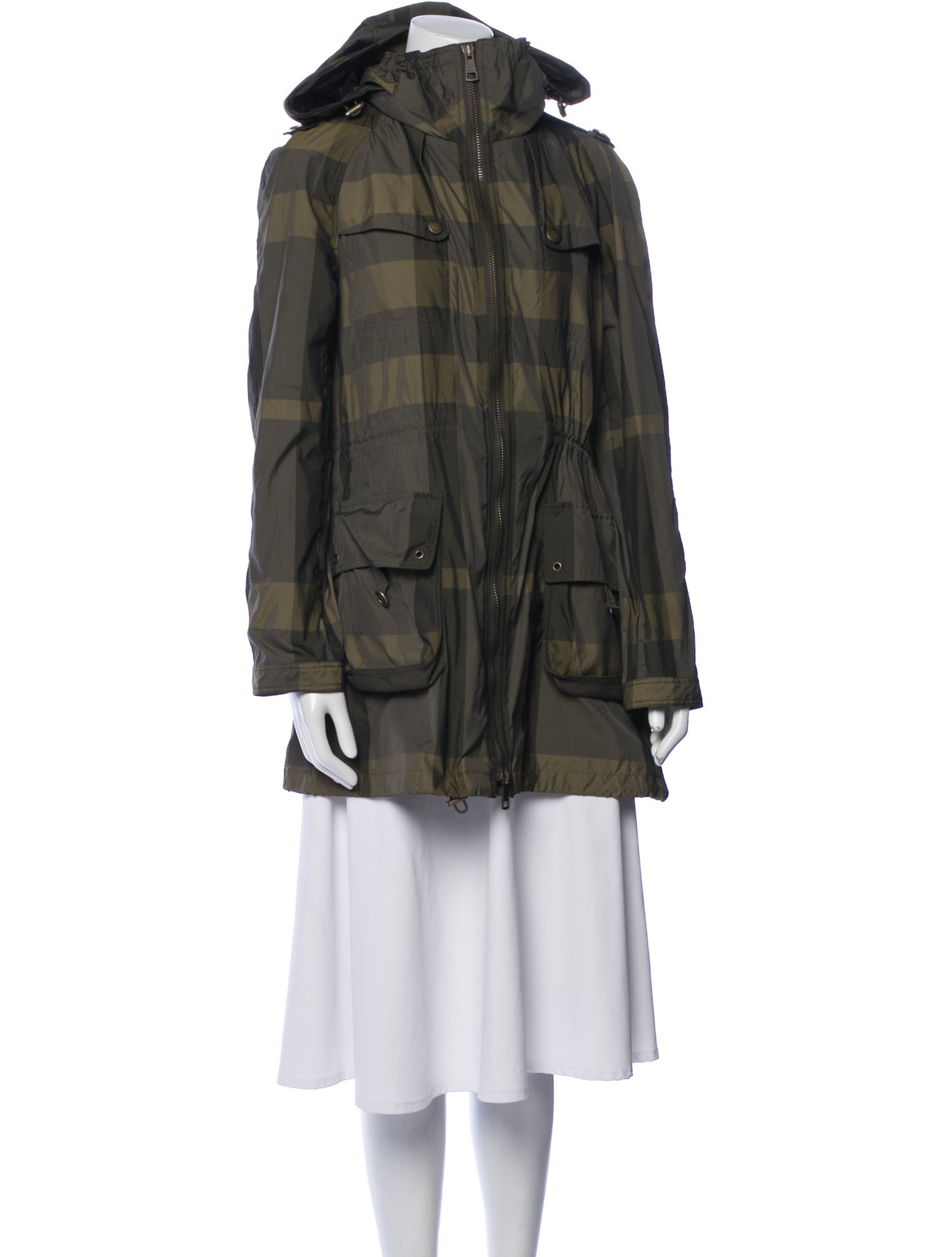 Burberry Brit Plaid Print Parka