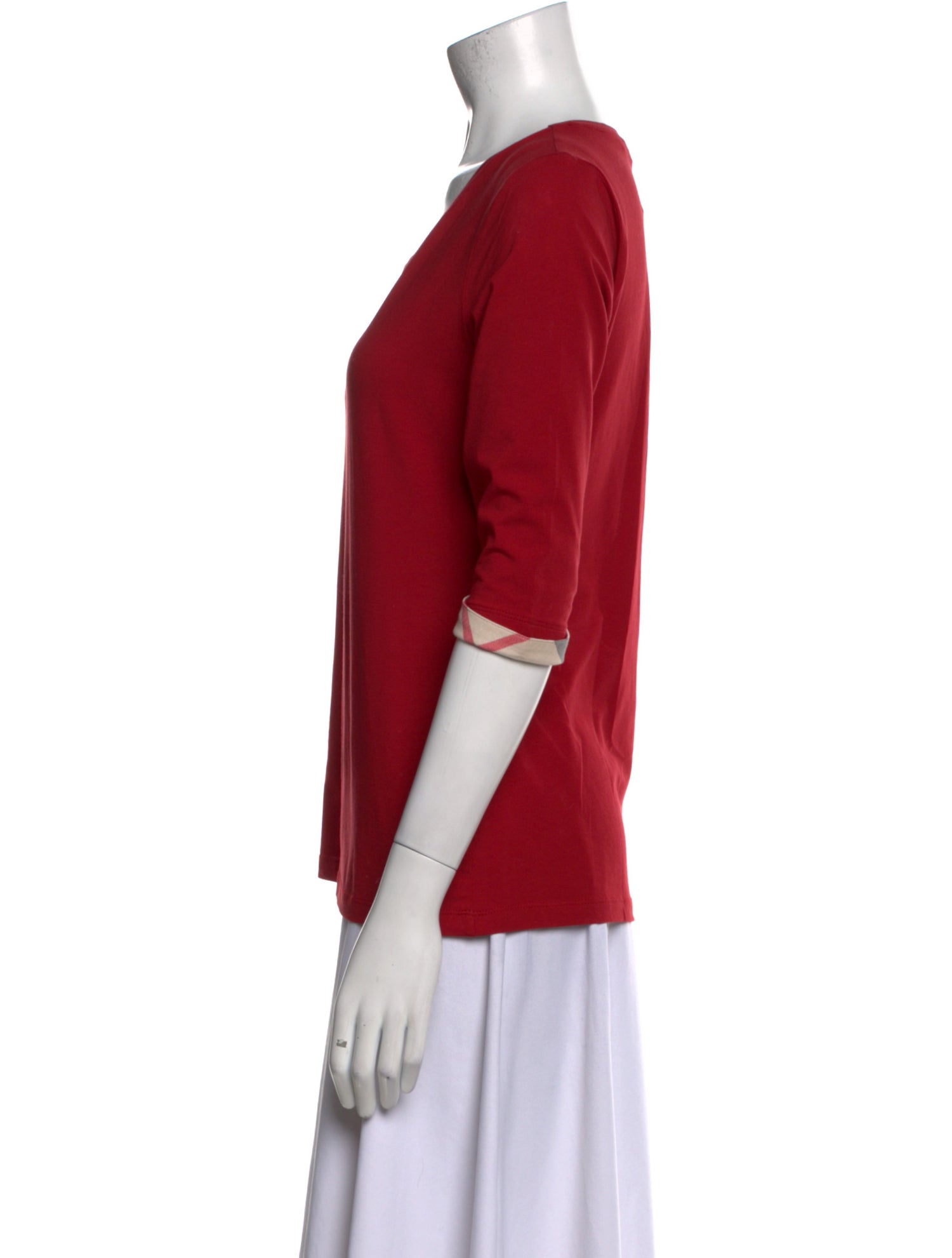 Burberry Brit Scoop Neck Three-Quarter Sleeve T-Shirt