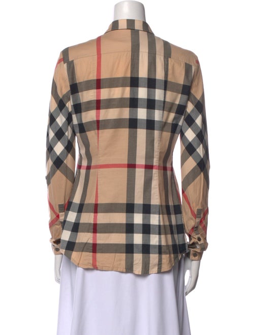 Burberry Brit Plaid Print Long Sleeve Button-Up Top