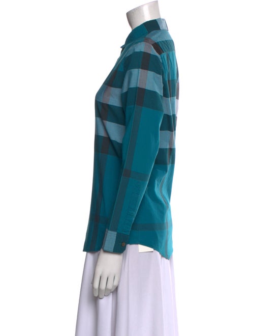 Burberry Brit Plaid Print Long Sleeve Button-Up Top