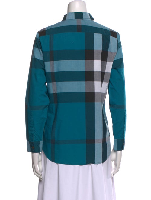 Burberry Brit Plaid Print Long Sleeve Button-Up Top